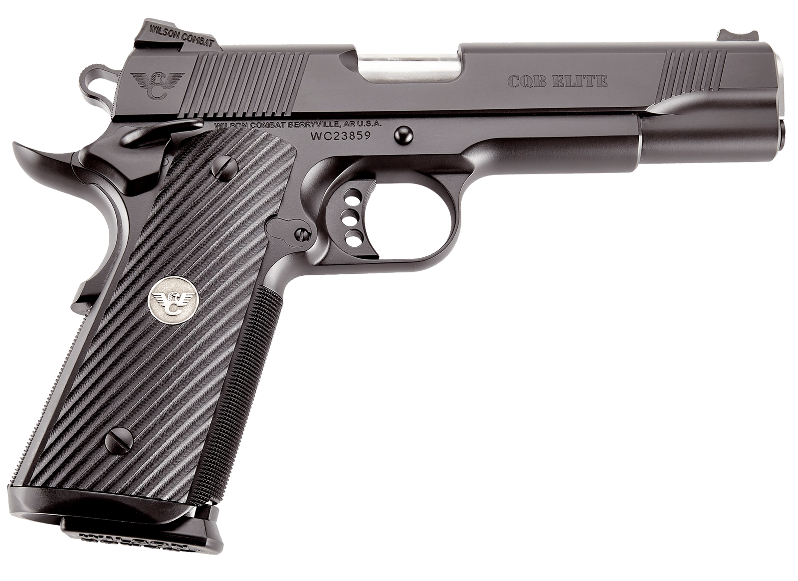 Wilson Combat CQBEFS45A CQB Elite 45 ACP 8+1 5" Stainless Match Grade Barrel, Black Serrated Carbon Steel Slide, Black Carbon Steel Frame w/Beavertail, Black G10 Starburst Grip