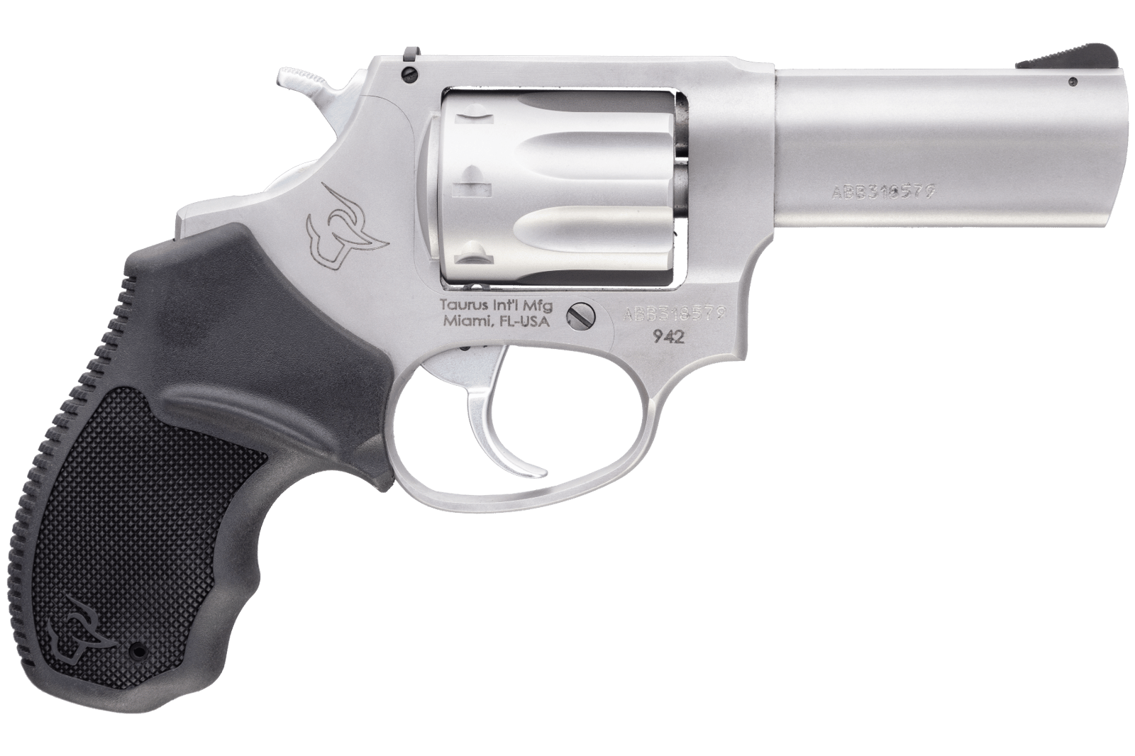Taurus 2942039 942  22 LR 8rd 3" Barrel, Overall Matte Finish Stainless Steel & Finger Grooved Black Polymer Grip