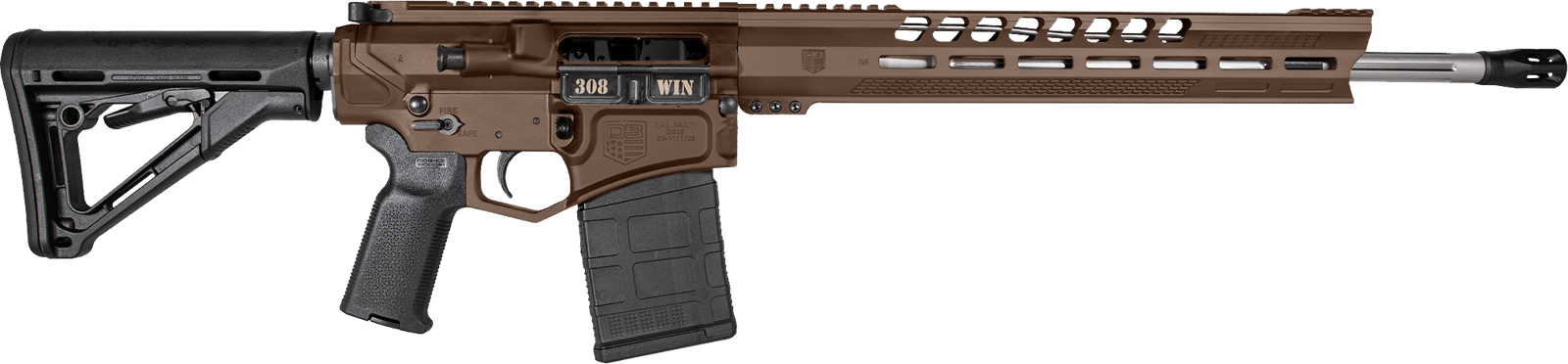 Diamondback DB1032C071 DB10  308 Win 18" 20+1 Midnight Bronze Adjustable Magpul CTR Stock Black Magpul MOE K2 Grip with Black Gold Lower 15" M-Lok