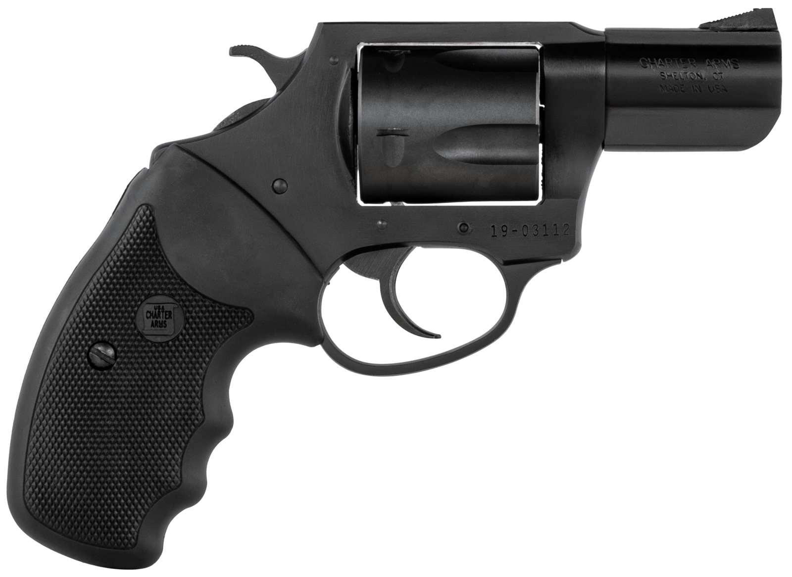 Charter Arms 63520 Mag Pug  Large 357 Mag, 5 Shot 2.20" Black Nitride Steel Barrel, Cylinder & Frame w/Black Finger Grooved Rubber Grip