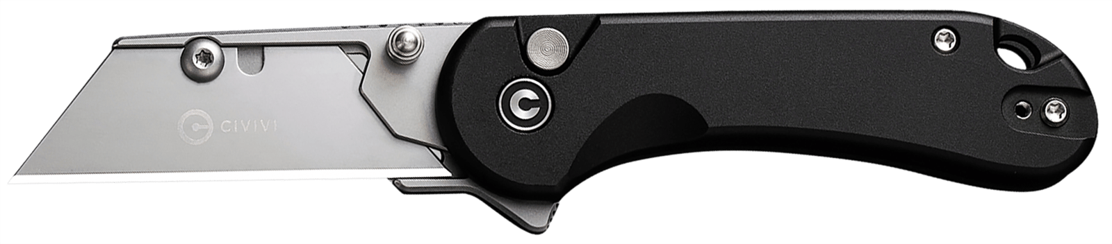 Civivi Knives C23039B-1 Elementum Utility All Purpose Utility Plain 6Cr13 Stainless Steel Blade, Black Aluminum Handle, 3 Blades & Pouch