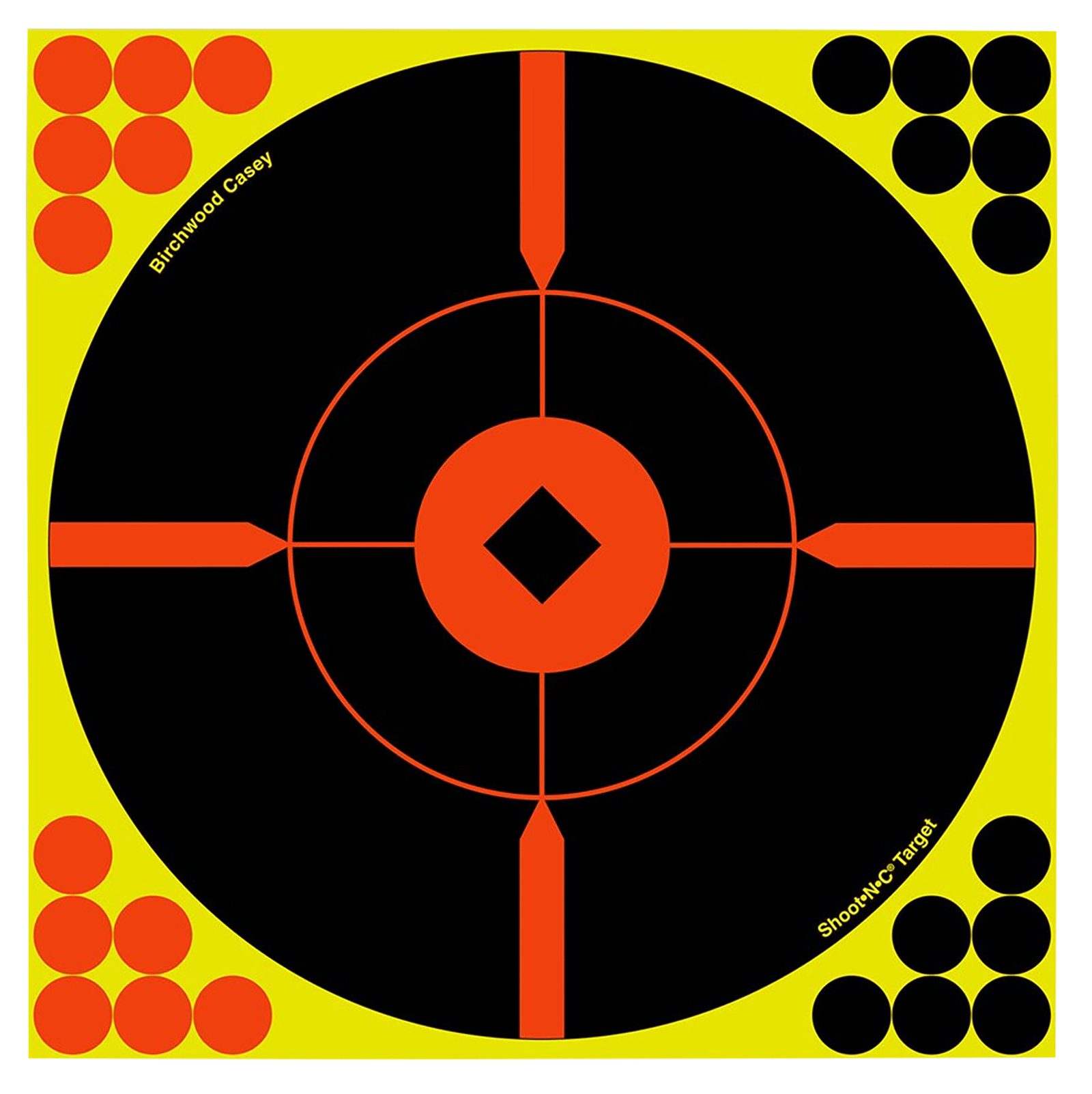 Birchwood Casey 34850 Shoot-N-C Reactive Target Self-Adhesive Paper Black/Yellow/Red 8" Bullseye BMW 50 Pack