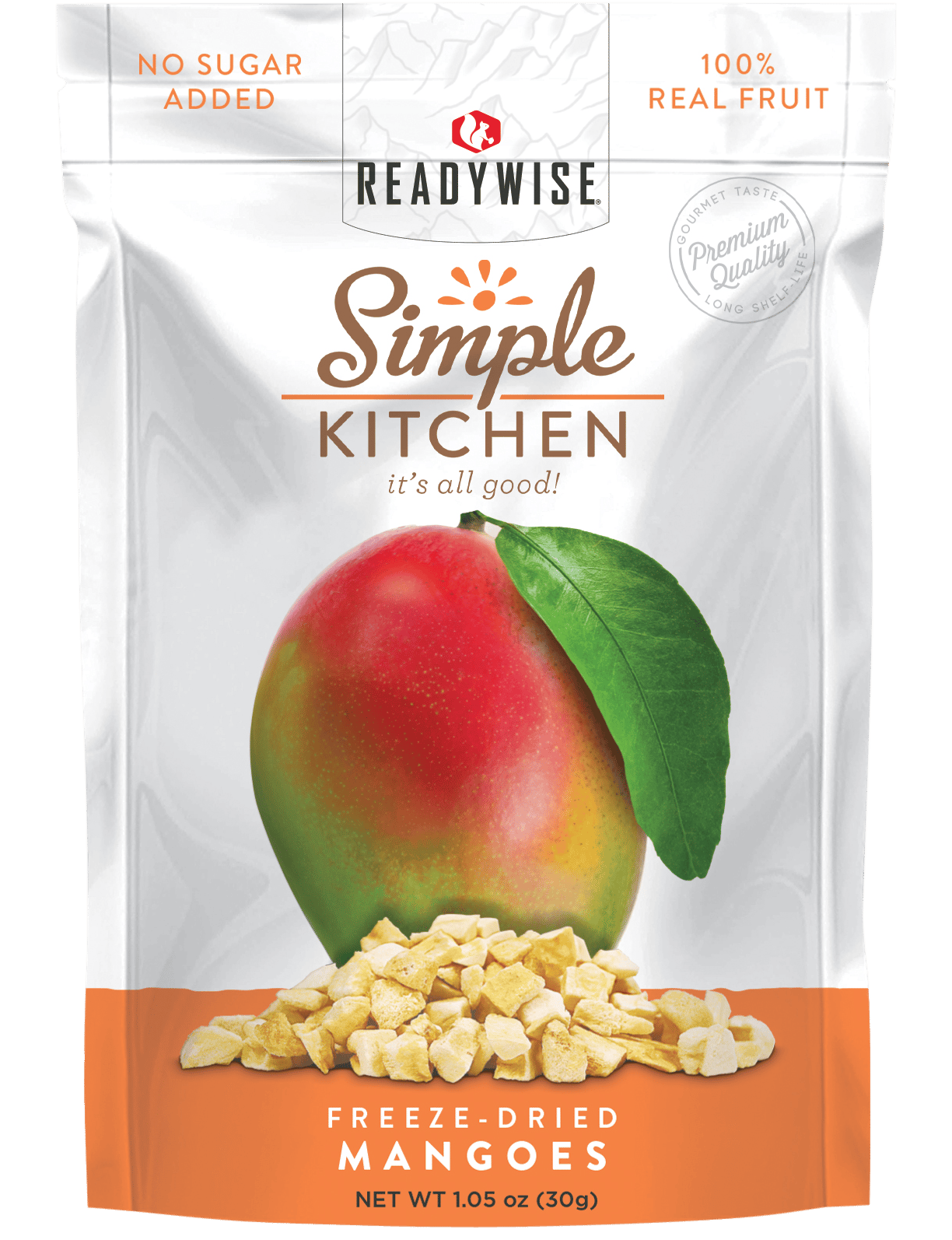 ReadyWise SK05911 Simple Kitchen Freeze Dried Fruit Mango 1 Serving Pouch 6 Per Case