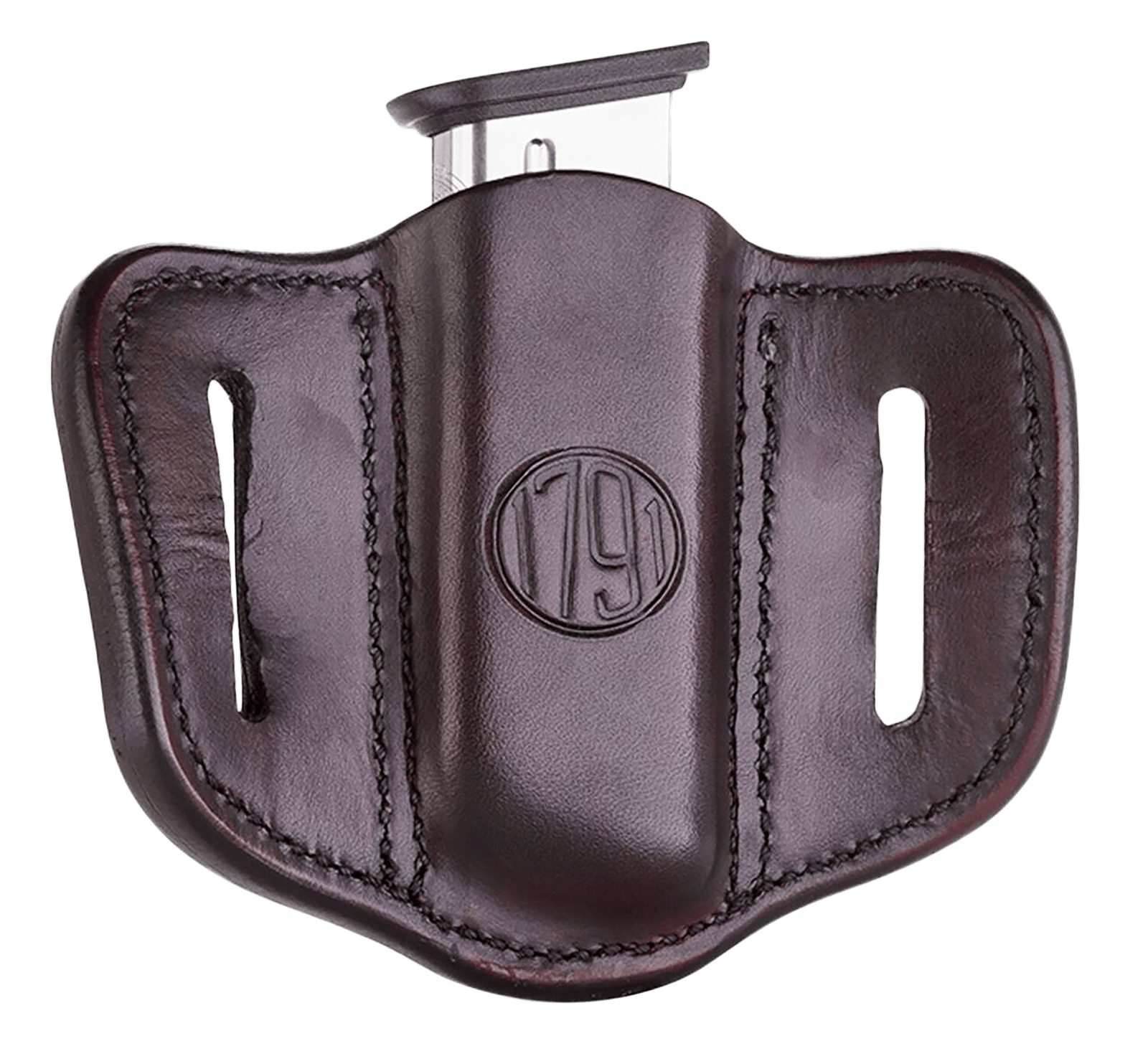 1791 Gunleather MAG11SBRA MAG1.1 Single Mag Holster Signature Brown Leather Belt Slide Compatible w/ Single Stack Ambidextrous