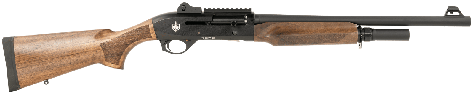 MAC 21000122 2 Tactical 12 Gauge Bolt 3" 5+1, 18.50" Black Anodized Steel Barrel, Drilled & Tapped/Picatinny Rail Black Anodized Receiver, Turkish Walnut Wood Stock