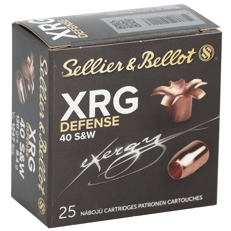 Sellier & Bellot SB40XA XRG Defense 40S&W 130gr Solid Copper Hollow Point 25 Per Box/40 Case