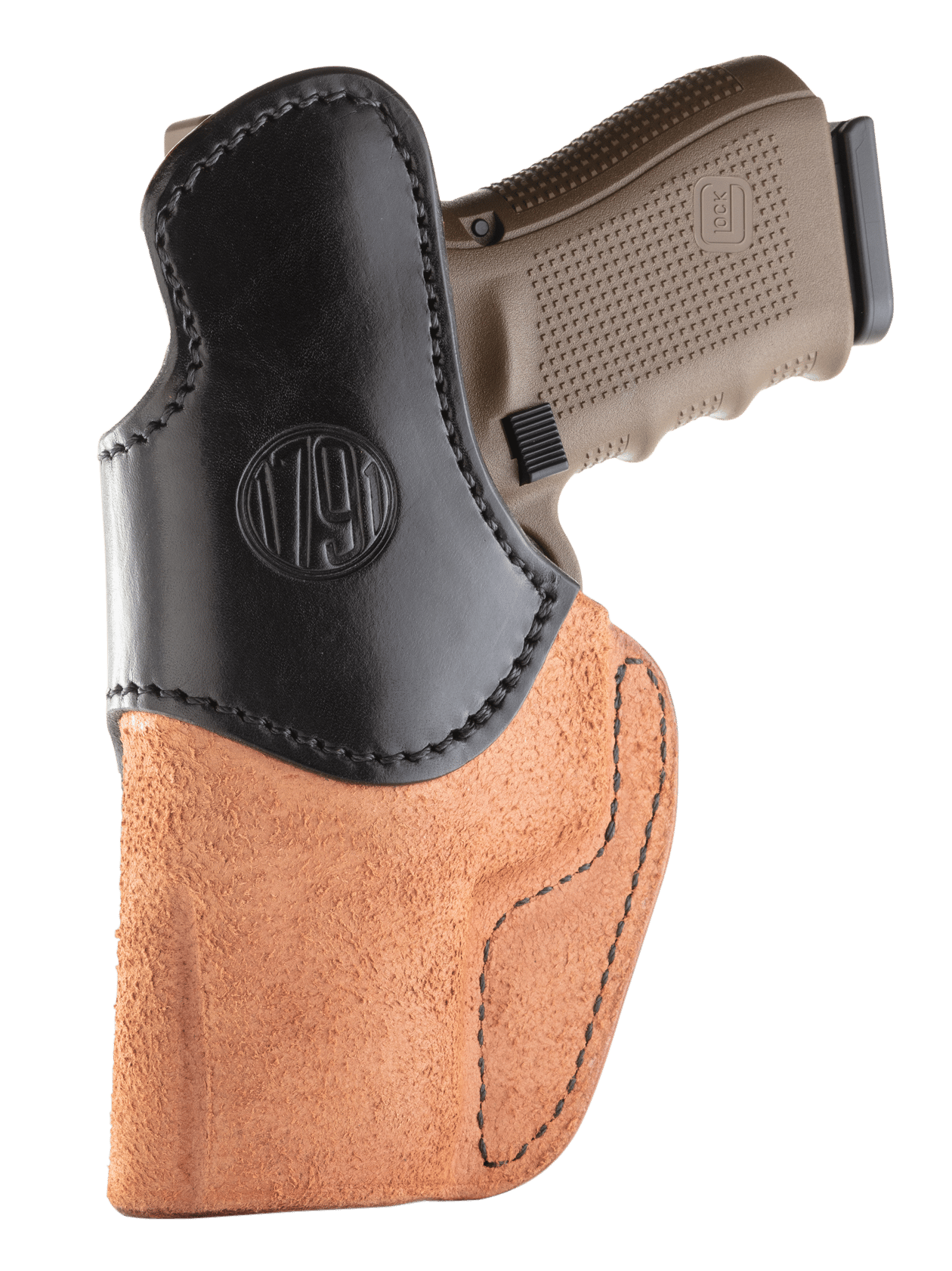 1791 Gunleather RCH4BLBR RCH  IWB Size 04 Black/Brown Leather Belt Clip Compatible w/Glock 17/S&W M&P Shield/Springfield XD Right Hand