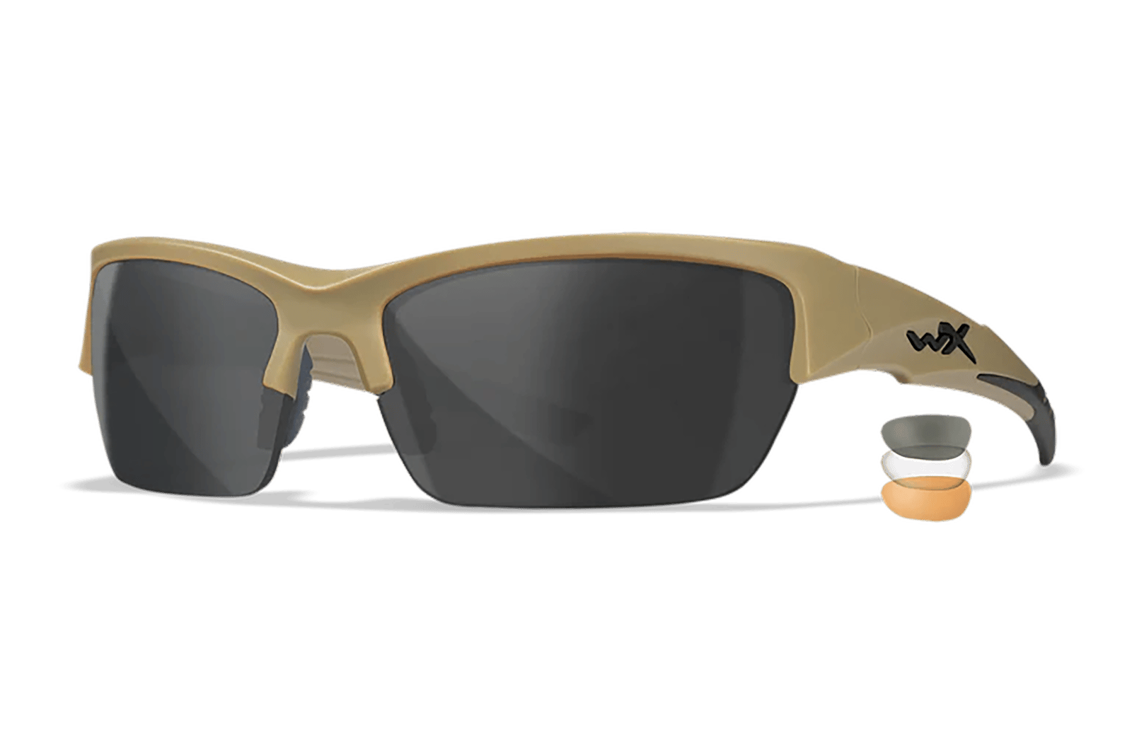 Wiley X CHVAL06T Valor  Medium Smoke Gray/Clear/Light Rust Lens Polycarbonate Matte Tan Frame