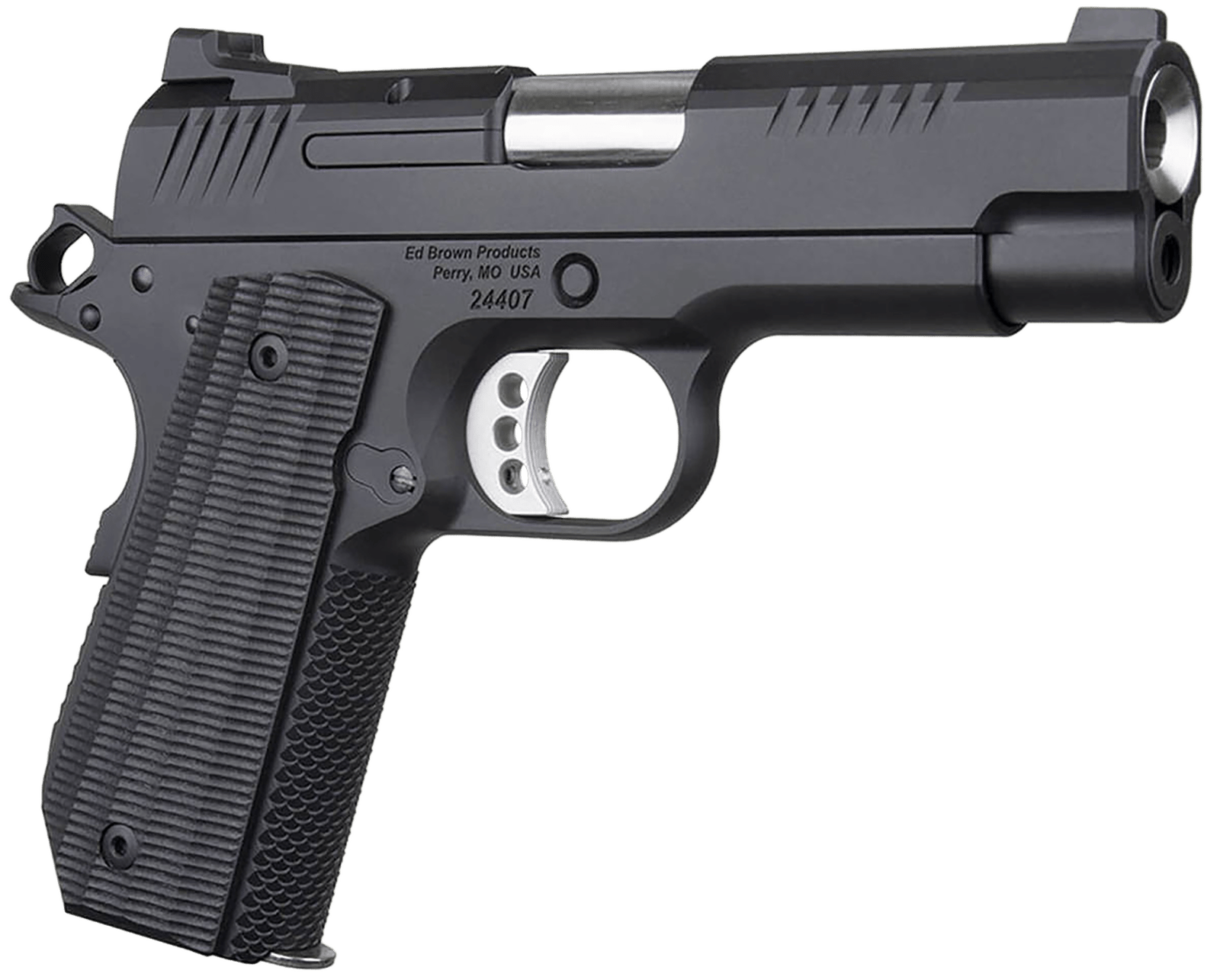 Ed Brown EVOKC9LW 1911 EVO KC Lightweight 9mm Luger 7+1 4" Stainless Bull Barrel, Black Gen4 Serrated Slide, Black Gen4 Carbon Steel Frame w/Beavertail, Black Grips