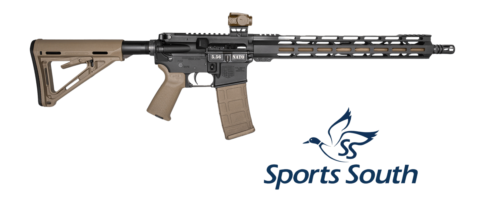 Diamondback DB175AK223 DB15  Sports South Exclusive 5.56 NATO 30+1 16" Flat Dark Earth Cerakote Threaded Barrel, Black Cerakote Aluminum Receiver w/Picatinny Rail, M-LOK Handguard, Magpul MOE Flat Dar
