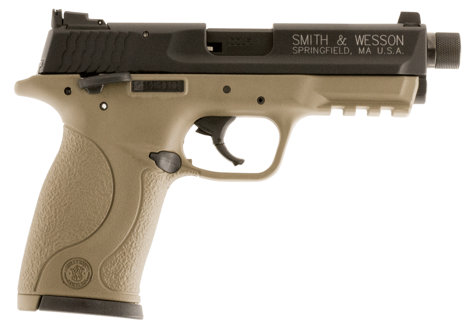 Smith & Wesson 10242 M&P  Compact Frame 22 LR 10+1 3.60" Black Steel Threaded Barrel & Serrated Slide, Flat Dark Earth Cerakote Polymer Frame w/Picatinny Rail, Ambidextrous