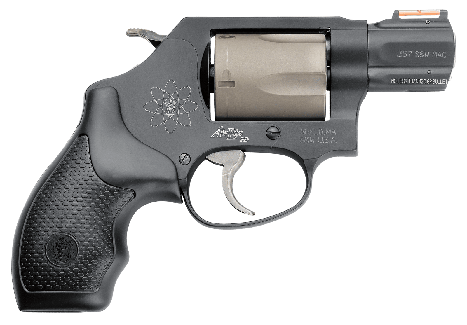 Smith & Wesson 163064 Model 360 Personal Defense 357 Mag or 38 S&W Spl +P 1.88"  Black Stainless Steel Barrel, 5rd Titanium Cylinder, Black Scandium Alloy J-Frame, HiViz Fiber Optic Orange Front Sight