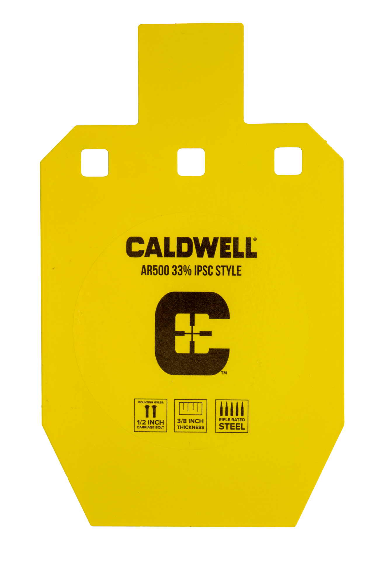 Caldwell 1116697 C  Yellow Powder Coat AR500 Steel 10" L x 6.1" W x 0.4" D 33% Hanging
