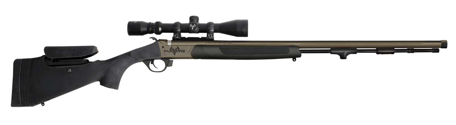 Traditions R53-74660450 Pursuit XT Pro w/Scope 50 Cal Tungsten Cerakote 26" Fluted/Threaded w/VAPR Twist Barrel, Black Adj Cheek Piece & LOP Synthetic Stock, 3.5-10x44mm Duplex