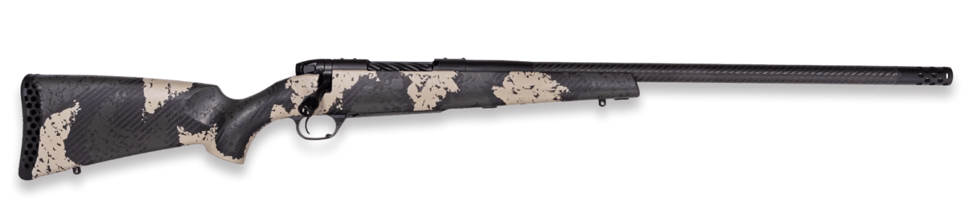 Weatherby MGS01N65RWR4B Mark V Backcountry Guide 6.5 WBY RPM 3+1 22" Carbon Fiber Fluted Threaded Barrel, Black Cerakote Steel Drilled & Tapped Receiver, Black w/Olive Green & Backpack Accents Fixed P