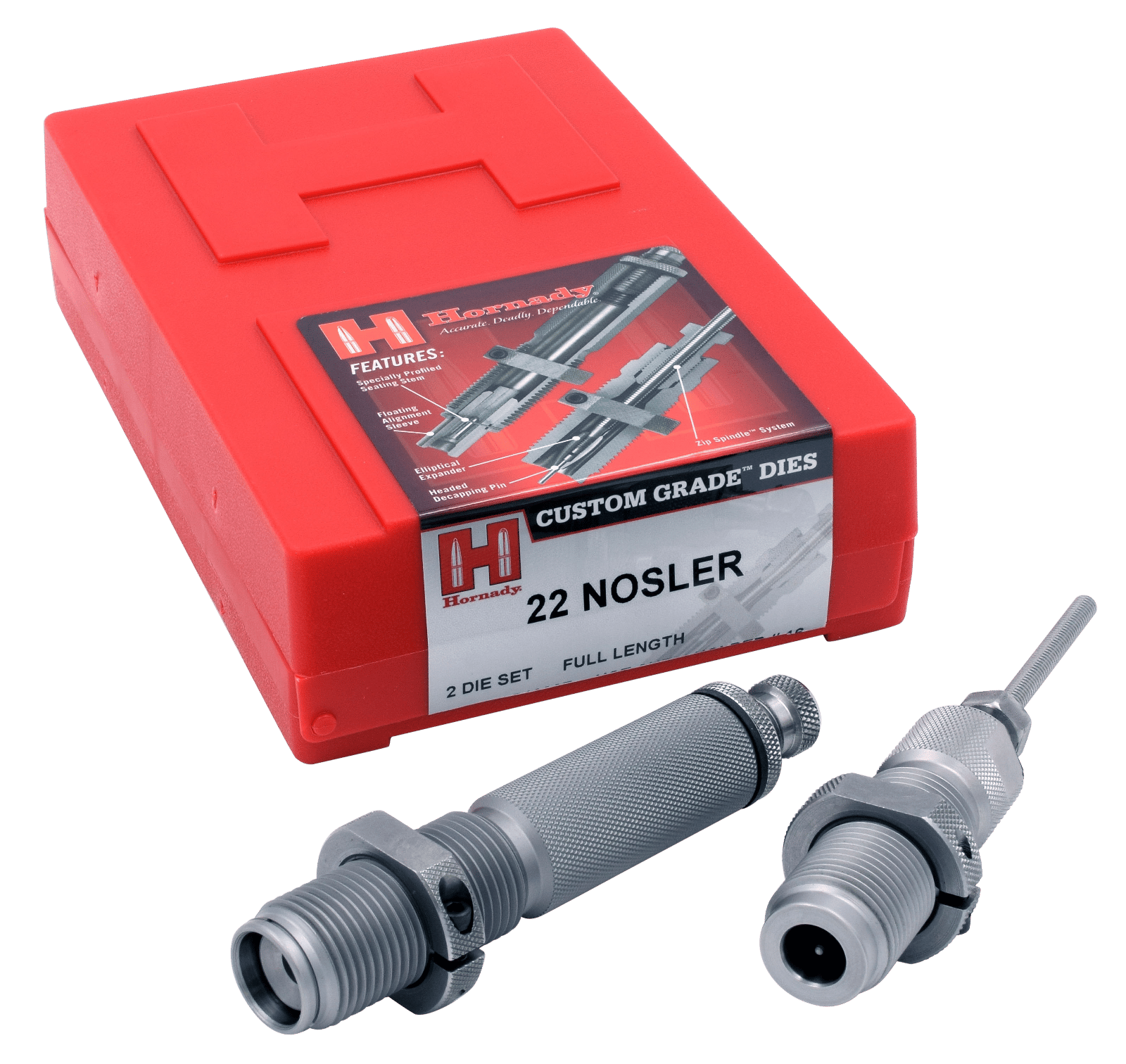 Hornady 546207 Custom Grade Series III 2 Die Set for 22 Nosler Includes Sizing Seater