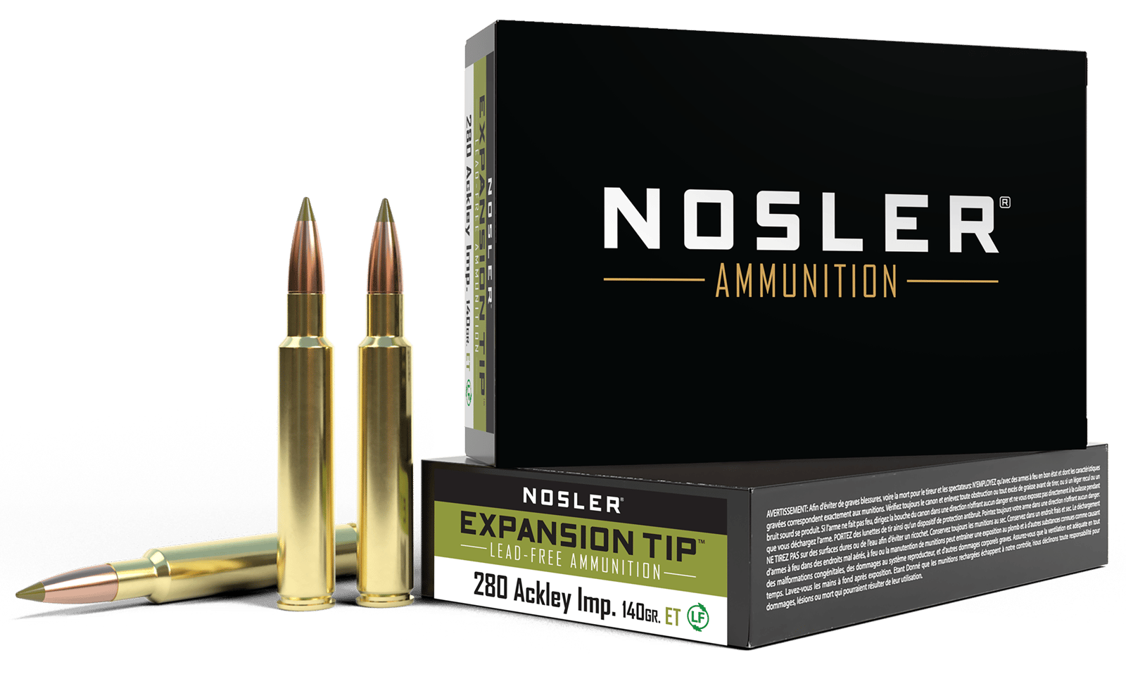 Nosler 40067 E-Tip  280Ackley Improved 140gr E Tip Lead Free 20 Per Box/10 Case