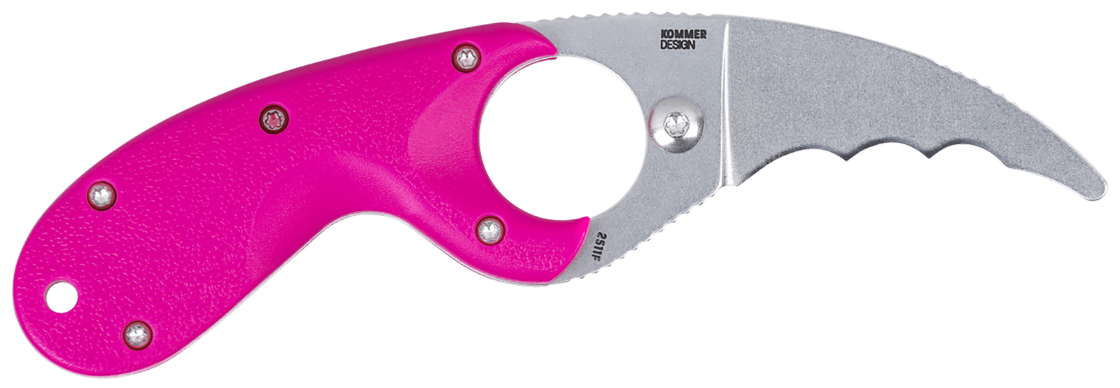 CRKT 2511T Bear Claw  2.39" Fixed Hawkbill Serrated Powder Coated AUS8A SS Blade, Pink Textured GRN Handle