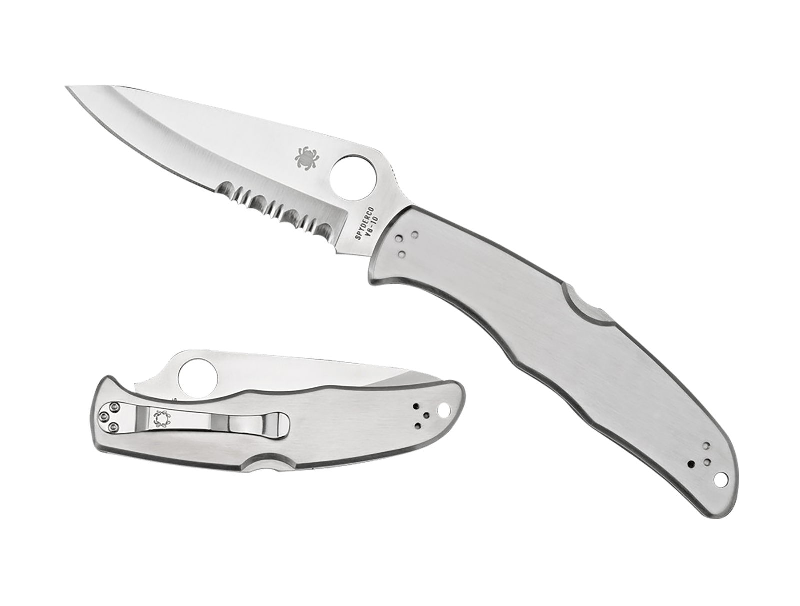 Spyderco C10PS Endura 4  3.85" Folding Plain Satin VG-10 SS Blade/Satin Stainless Steel Handle Includes Pocket Clip
