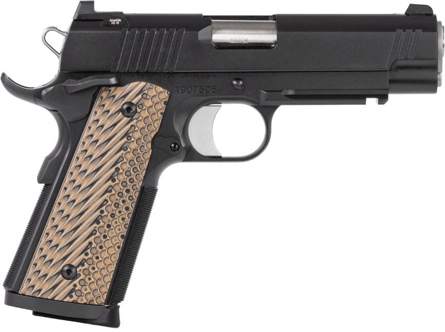 Dan Wesson 01795 Specialist Commander Full Size Frame 45 ACP 8+1 4.25" Stainless Steel Barrel, Black Duty Serrated Steel Slide, Black Duty Steel Frame w/Picatinny Rail, Black/Brown G10 Grip
