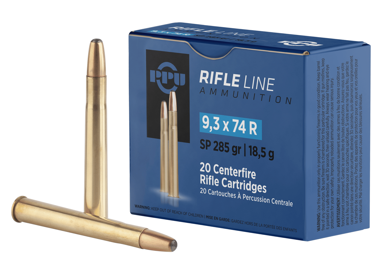 PPU PP9374 Metric Rifle  9.3mmx74R 285gr Soft Point 20 Per Box/10 Case