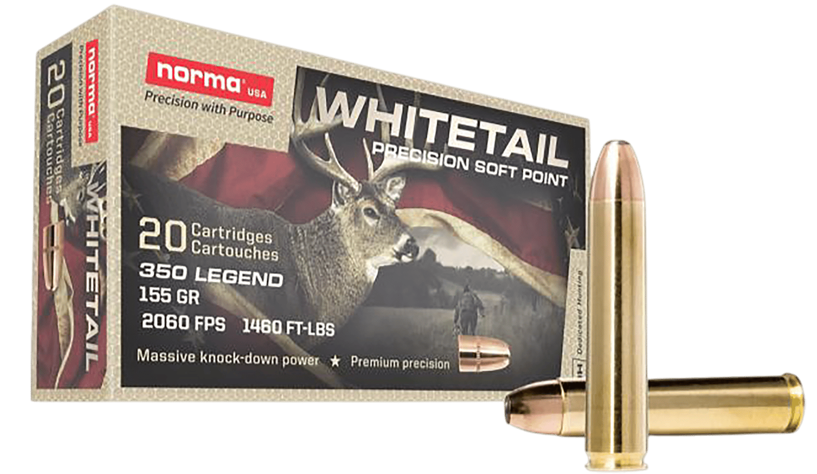 Norma Ammunition 603404704 Whitetail  350Legend 155gr Soft Point 20 Per Box/10 Case