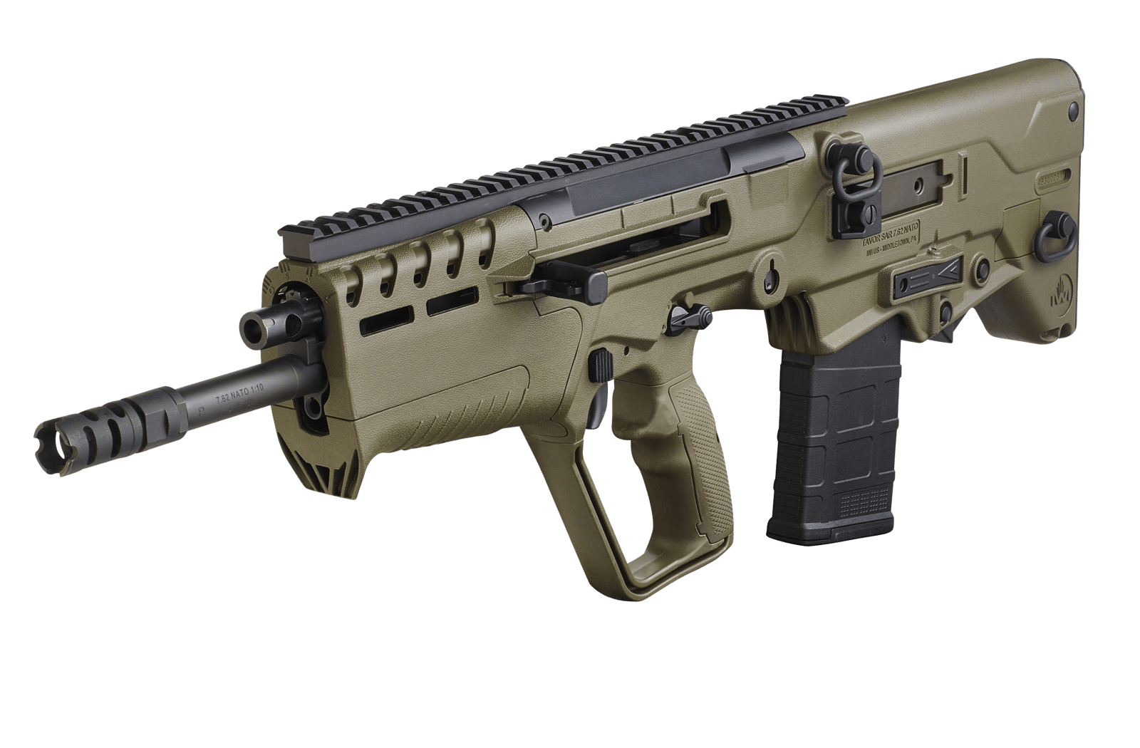 IWI US T7G20 Tavor 7 7.62x51mm NATO Caliber with 20" Barrel, 20+1 Capacity, OD Green Metal Finish, OD Green Fixed Bullpup Stock & Polymer Grip Ambidextrous Hand