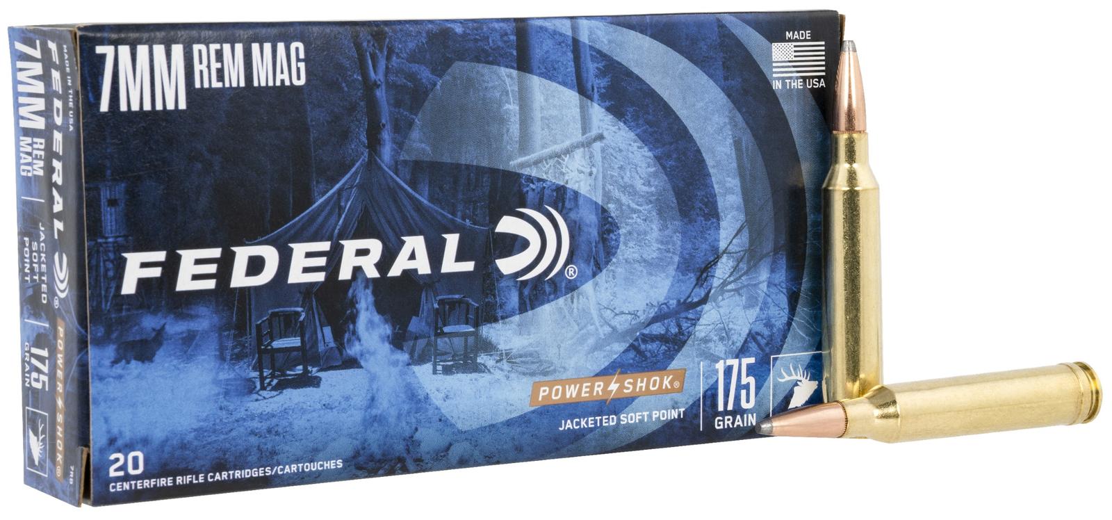 Federal 7RB Power-Shok  7mmRemMag 175gr Jacketed Soft Point 20 Per Box/10 Case