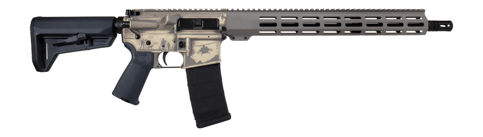 Shark Coast Tactical 300-111-1000-27 Military 5.56 NATO 30+1 16" Black Melonite Threaded Barrel 2-Tone FDE Cerakote Aluminum Receiver w/Picatinny Rail, M-LOK Handguard, Magpul MOE SL Black Polymer Sto