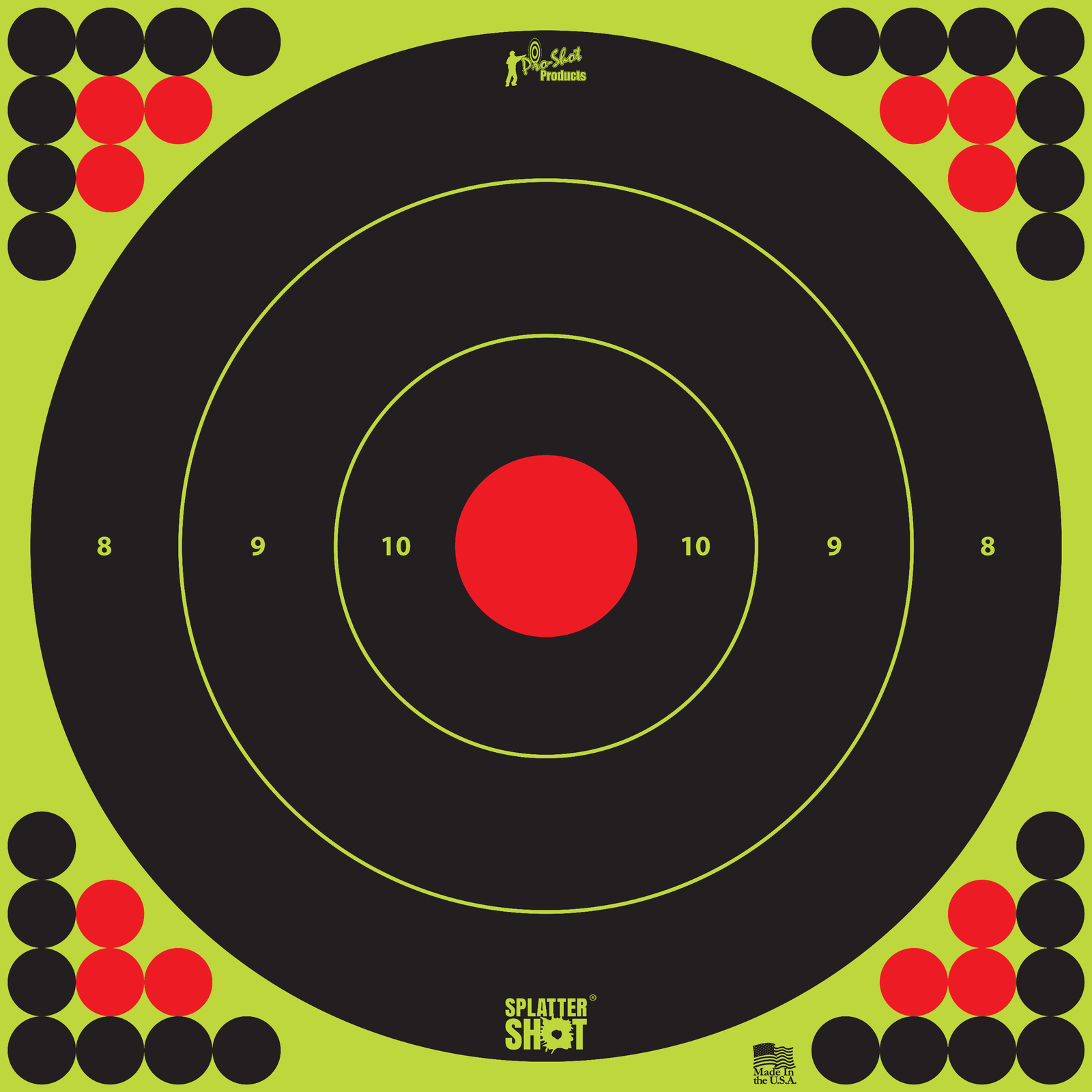 Pro-Shot LONGRANGE172 SplatterShot  Self-Adhesive Paper Black/Green/Red 17.25" Bullseye 5 Pack
