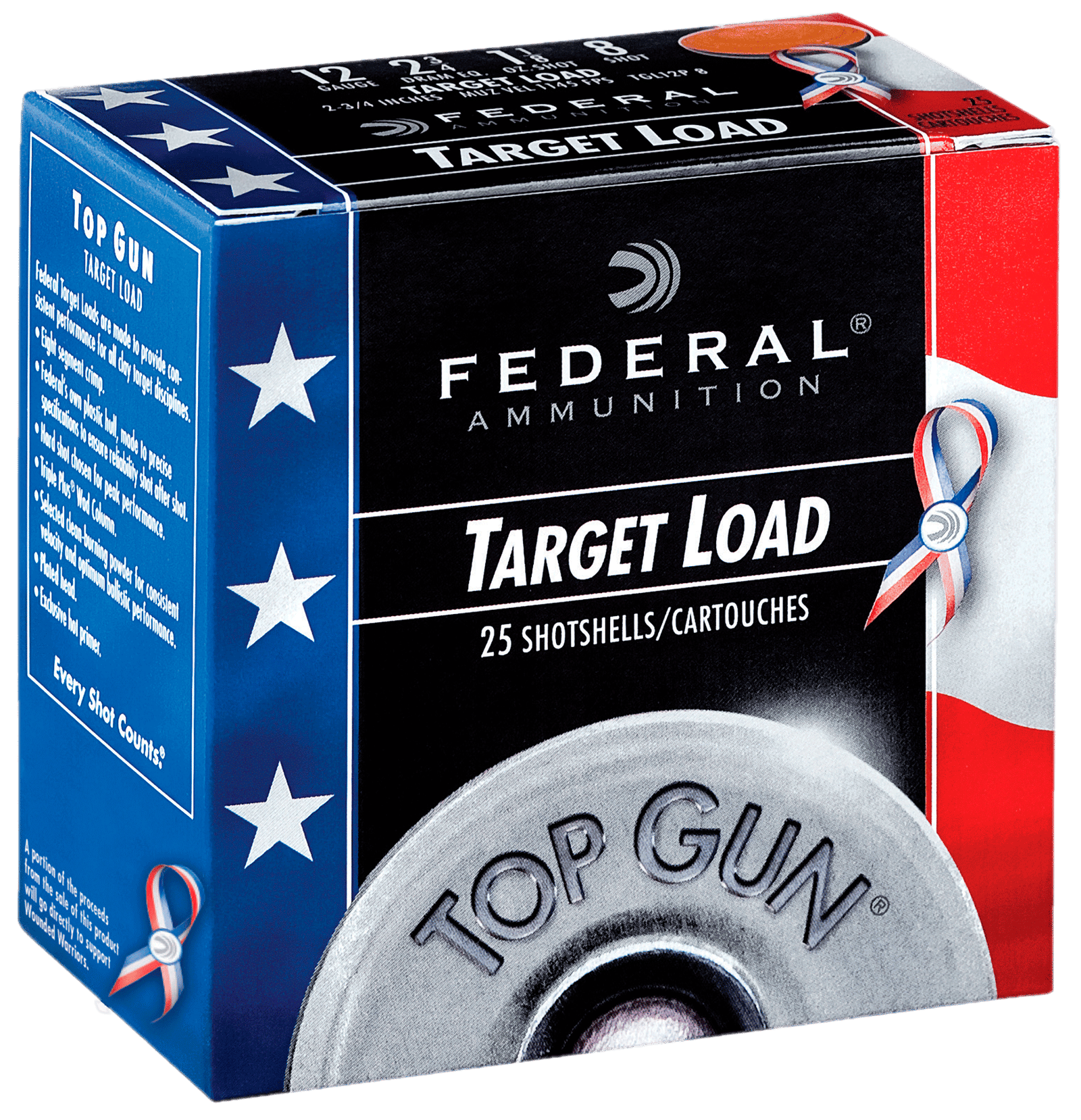 Federal TGL12US8 Top Gun Special Edition Red, White & Blue 12Gauge 2.75" 1 1/8oz 8Shot 25 Per Box/10 Case