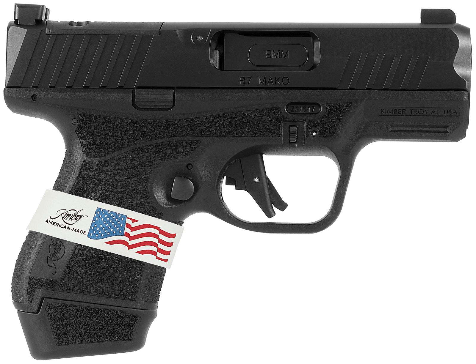 Kimber Mfg, Inc 3800004 R7 Mako Liberty Sub-Compact Frame 9mm Luger 13+1 3.37" Black DLC Match Grade Barrel, Black FNC Nitride Optic Ready/Serrated Stainless Steel Slide, Black Polymer Frame