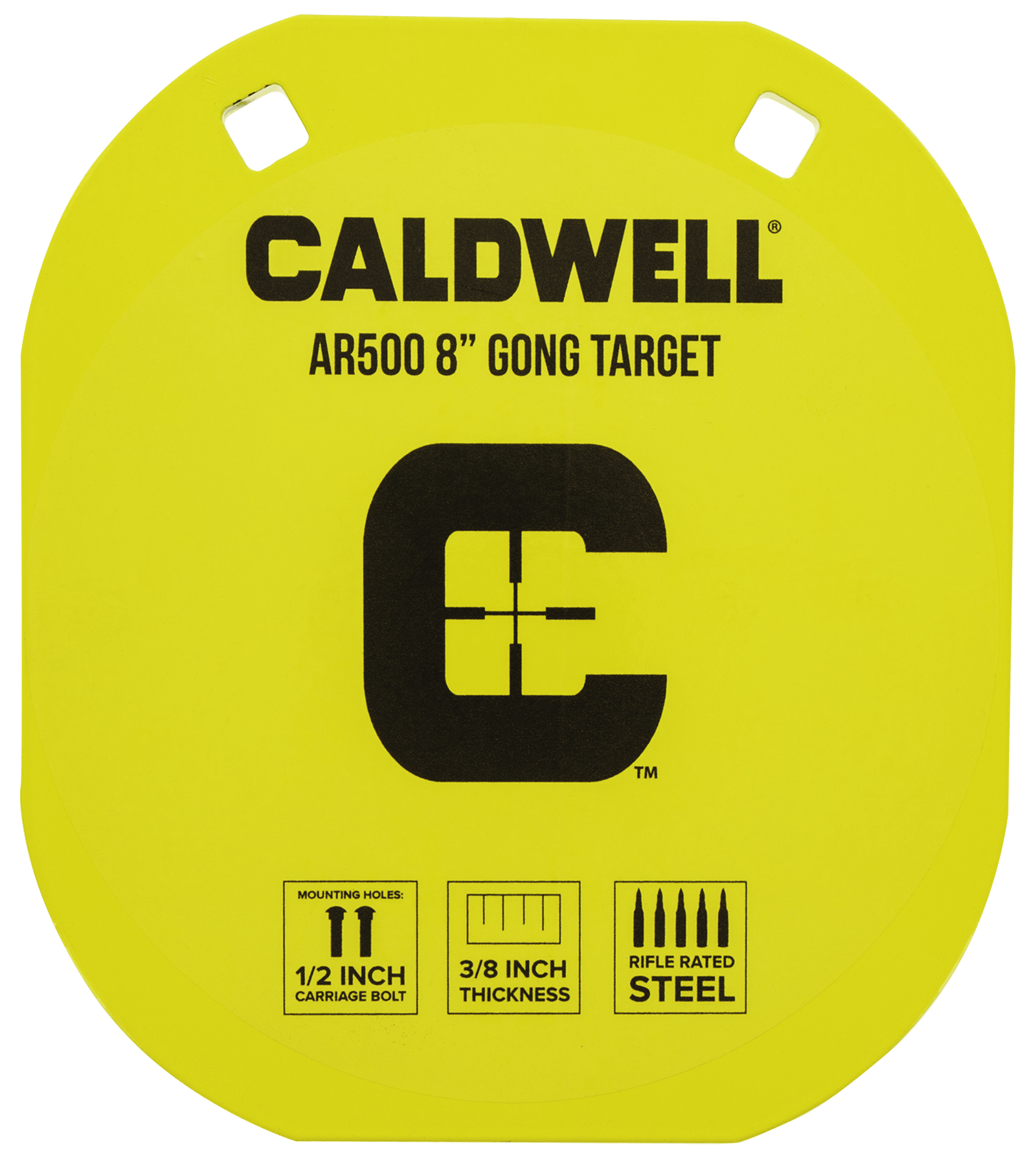 Caldwell 1116703 Gong  8" Yellow AR500 Steel 0.38" Thick Hanging