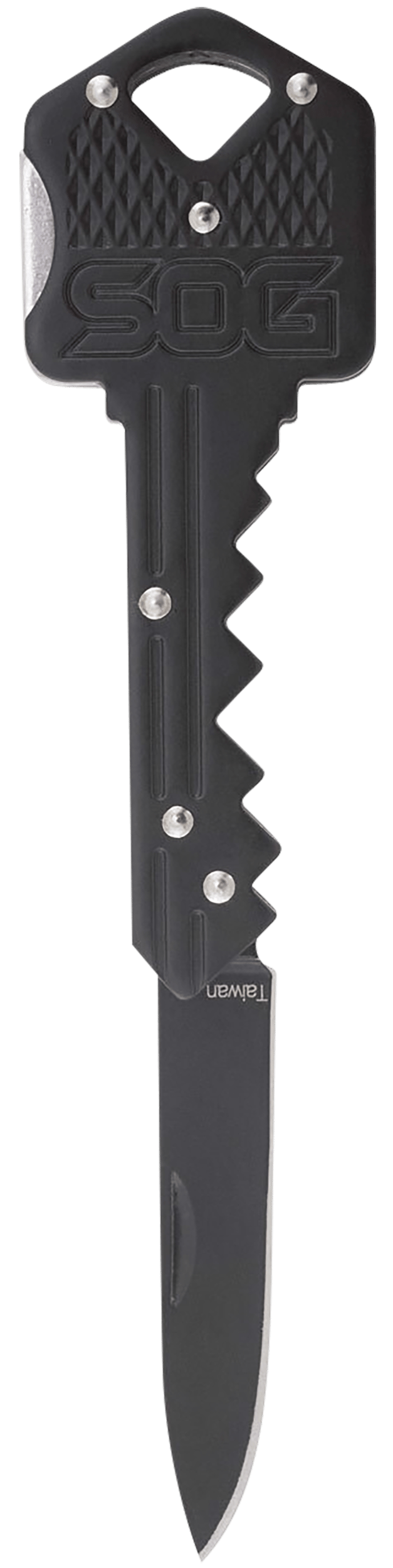 S.O.G SOGKEY101 Key  1.50" Folding Plain Drop Point Black Hardcased 5Cr13MoV SS Blade/Black Stainless Steel Handle