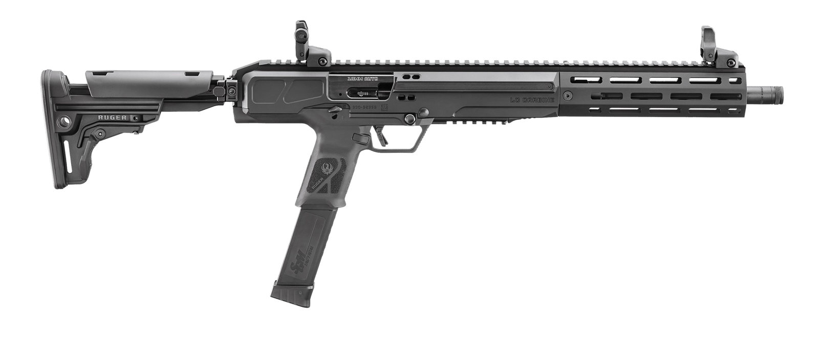 Ruger 19307 LC Carbine 10mm Auto 30+1 16.25" Black Anodized Threaded Barrel, Black Anodized Picatinny Rail Aluminum Receiver, M-LOK Handguard, Adj Folding Black Polymer Stock, Ambidextrous