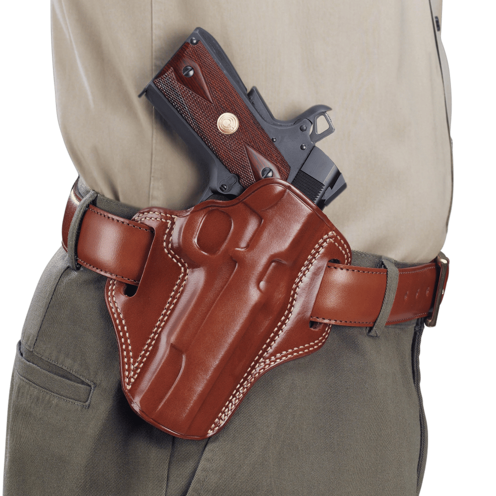 Galco CM800 Combat Master  OWB Tan Leather Belt Slide Compatible w/ Glock 43/43X, Springfield  Hellcat Belt 1.75" Wide Right Hand