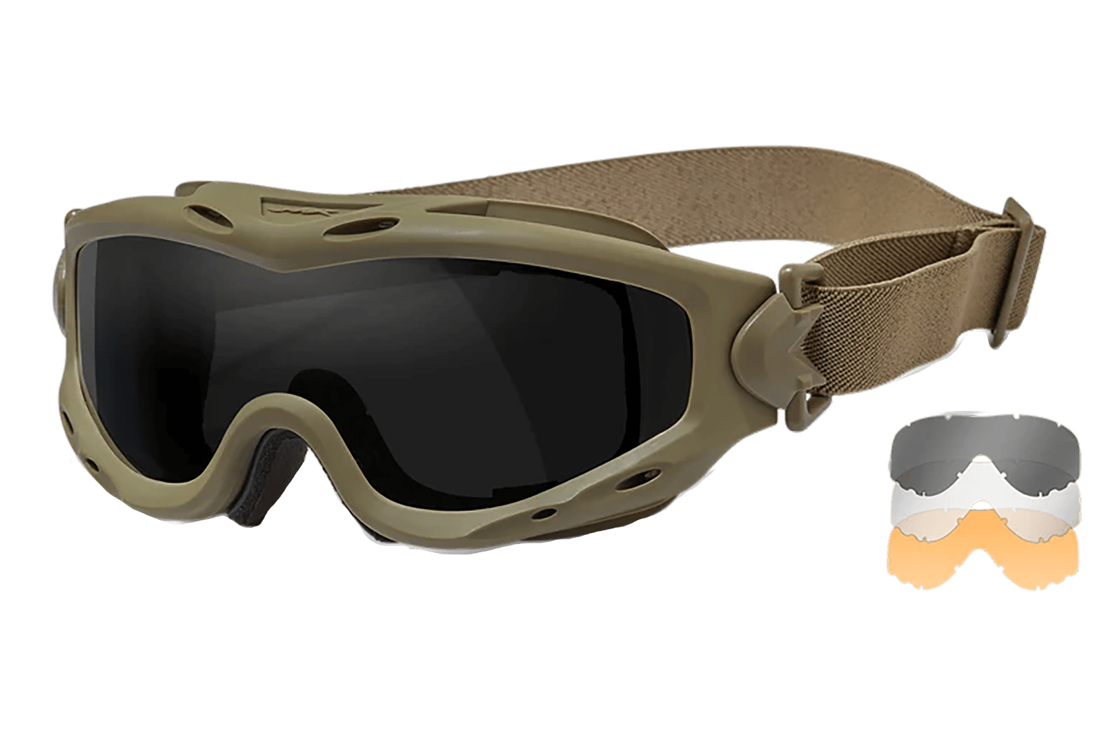 Wiley X SP293T Spear Goggles Smoke Gray/Clear/Light Rust Lens Tan Frame