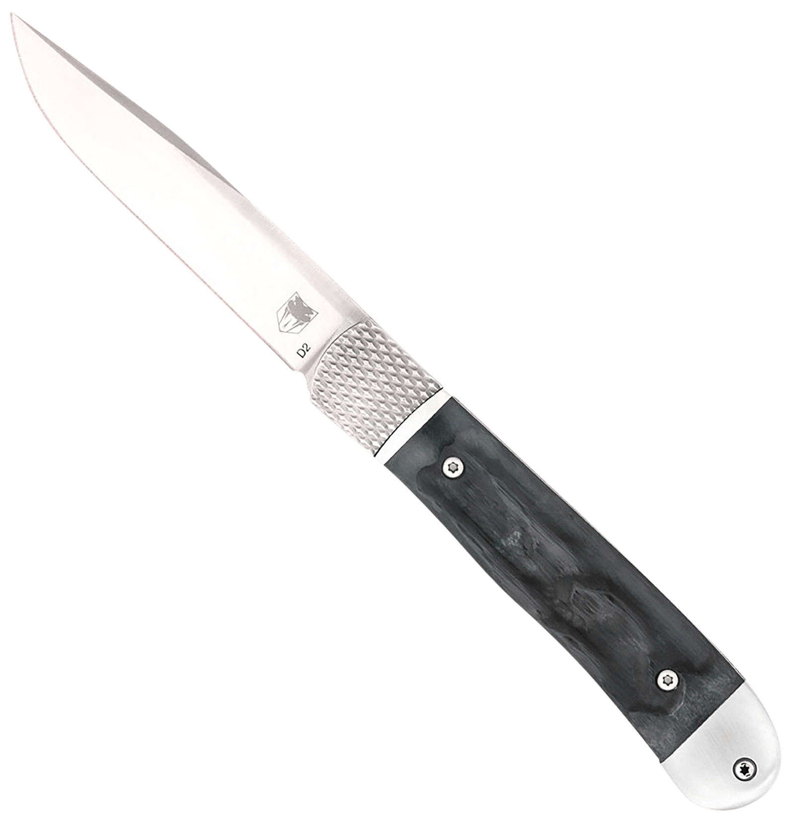 CobraTec Knives CTTHRBLK Trapper Hidden Release 3.12" OTS Drop Point Plain Satin D2 Steel Blade, 4.25" Black Bone Scales Handle