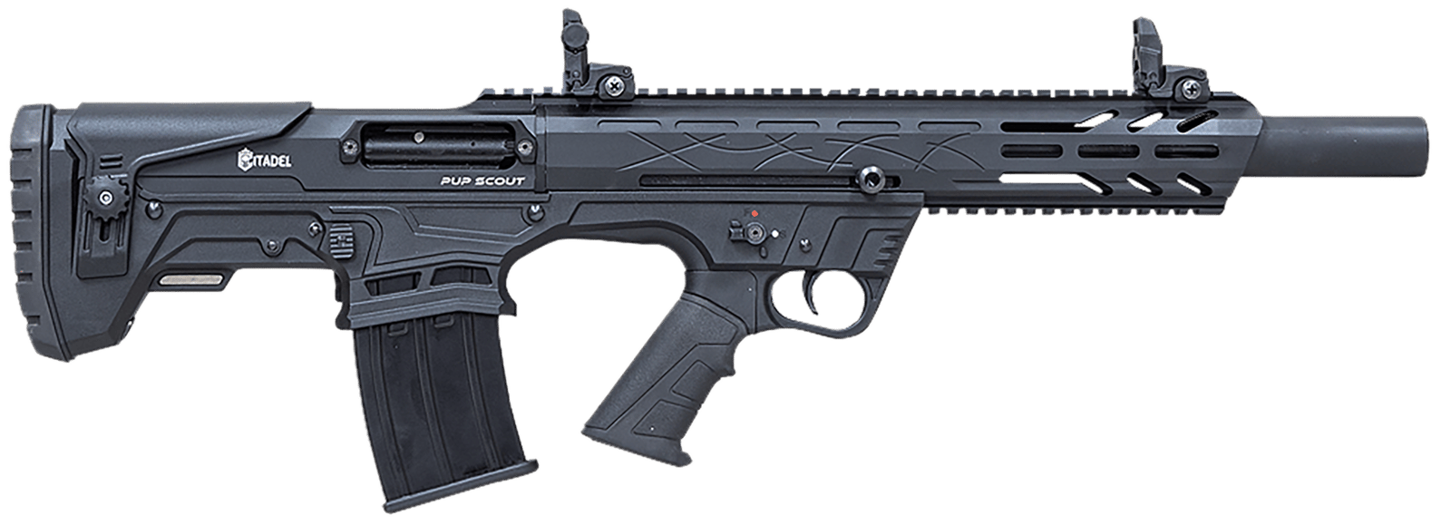 Citadel FRPS1218 Pup Scout  12 Gauge Semi-Auto 3" 5+1 18.50" Black Steel Barrel, Black Picatinny Rail Aluminum Receiver, Picatinny Handguard, Black Adj Cheek Riser Synthetic Stock