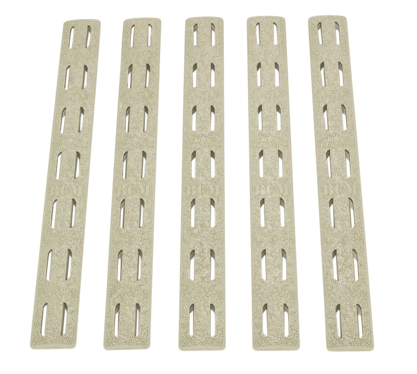 BCM KMRRPFDE5 KeyMod Rail Panel Kit  AR-15 Flat Dark Earth Polymer 5 Pack