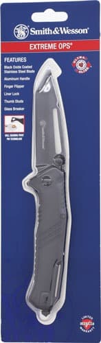 S&W KNIFE EXTREME OPS 3" TANTO W/GLASS BREAKER BLACK/BLACK