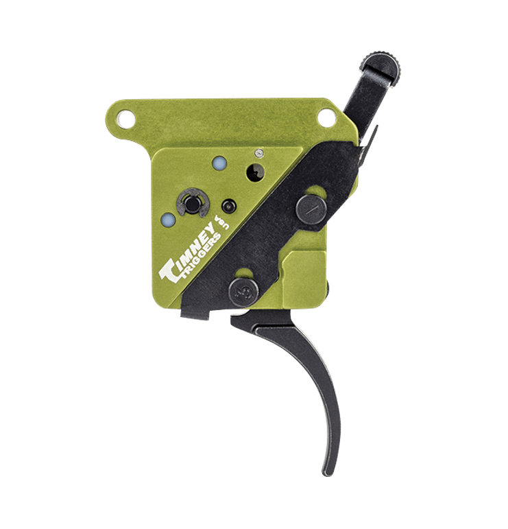 Timney Triggers 510V2THIN Elite Hunter  Thin Curved Trigger with 3 lbs Draw Weight & Black/Green Finish for Remington 700 Right