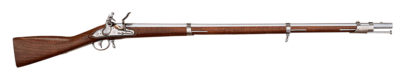 Taylors & Company 210091 1816 Harpers Ferry Pedersoli Flintlock 41.75" White Steel Round Barrel & Receiver, Fixed Walnut Stock