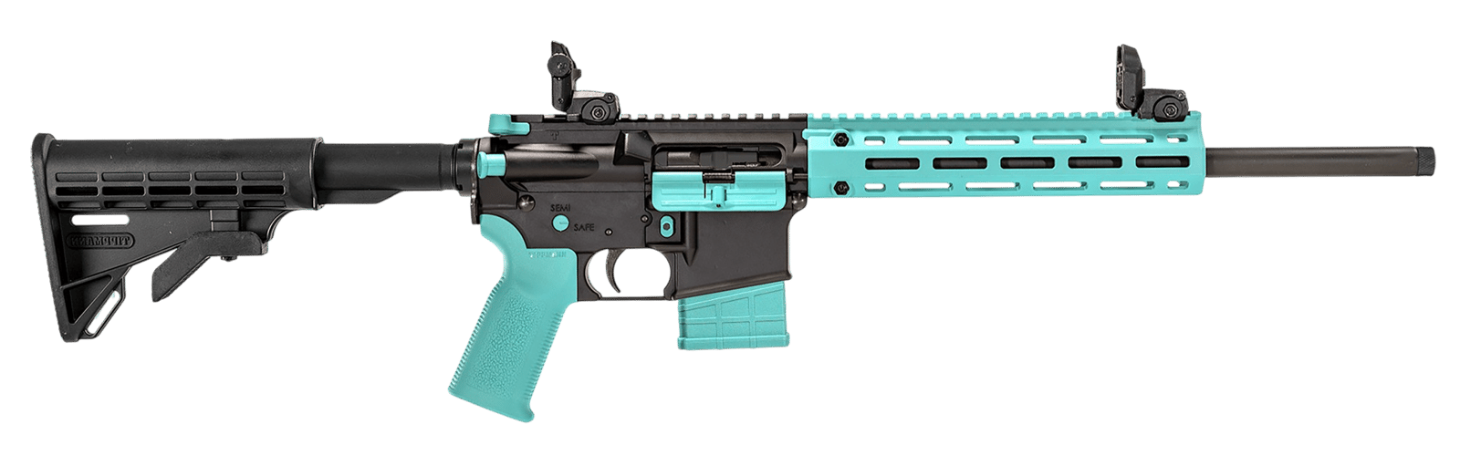 Tippmann Arms A101334 M4-22 LTE 22 LR 10+1 16" Black Parkerized Threaded Barrel, Matte Black Aluminum Receiver w/Picatinny Rail, Robin Egg Blue M-LOK Handguard, Composite Forend, Black Polymer Stock,