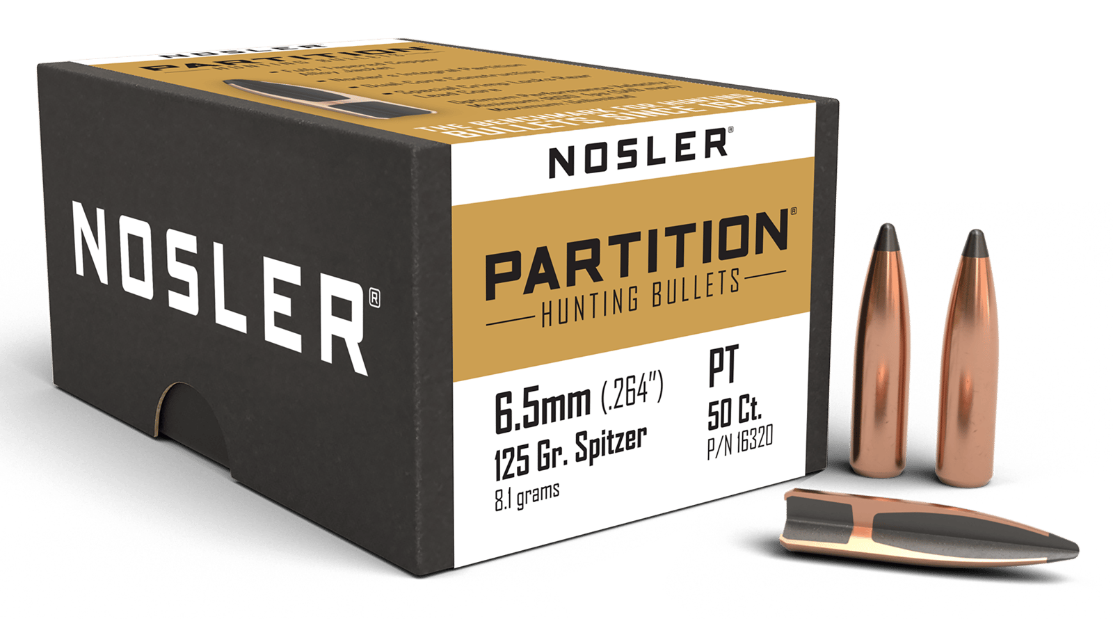 Nosler 16320 Partition  6.5 Creedmoor 125gr Partition Spitzer 50/Box