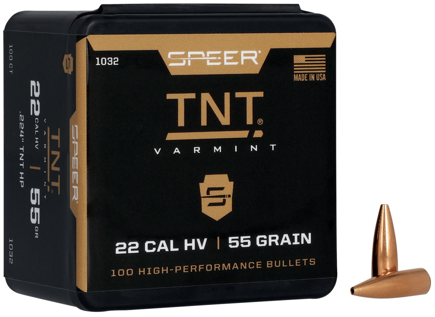 Speer 1032 TNT  22Cal 55gr Jacketed Hollow Point 100 Per Box/5 Case