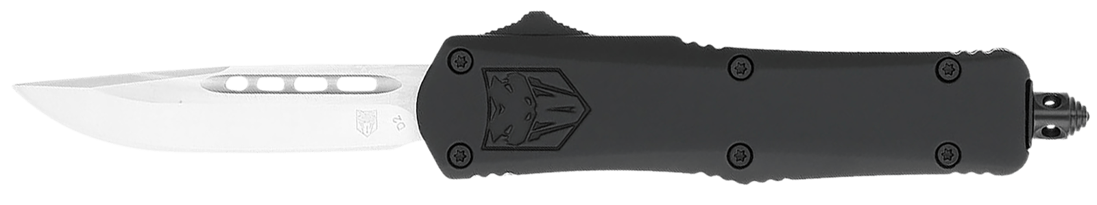 CobraTec Knives SBFS3DNS FS-3  Small 2.75" OTF Drop Point Plain D2 Steel Blade, 4.25" Black Aluminum Alloy Handle