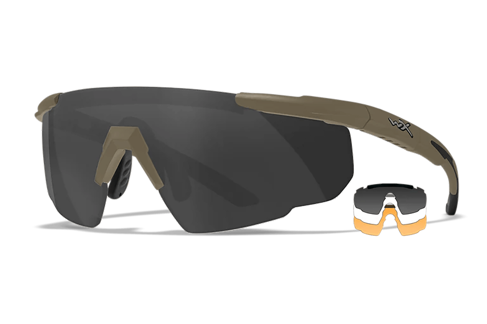Wiley X 308T Saber Advanced  Smoke Gray/Clear/Light Rust Lens Polycarbonate Matte Tan Frame