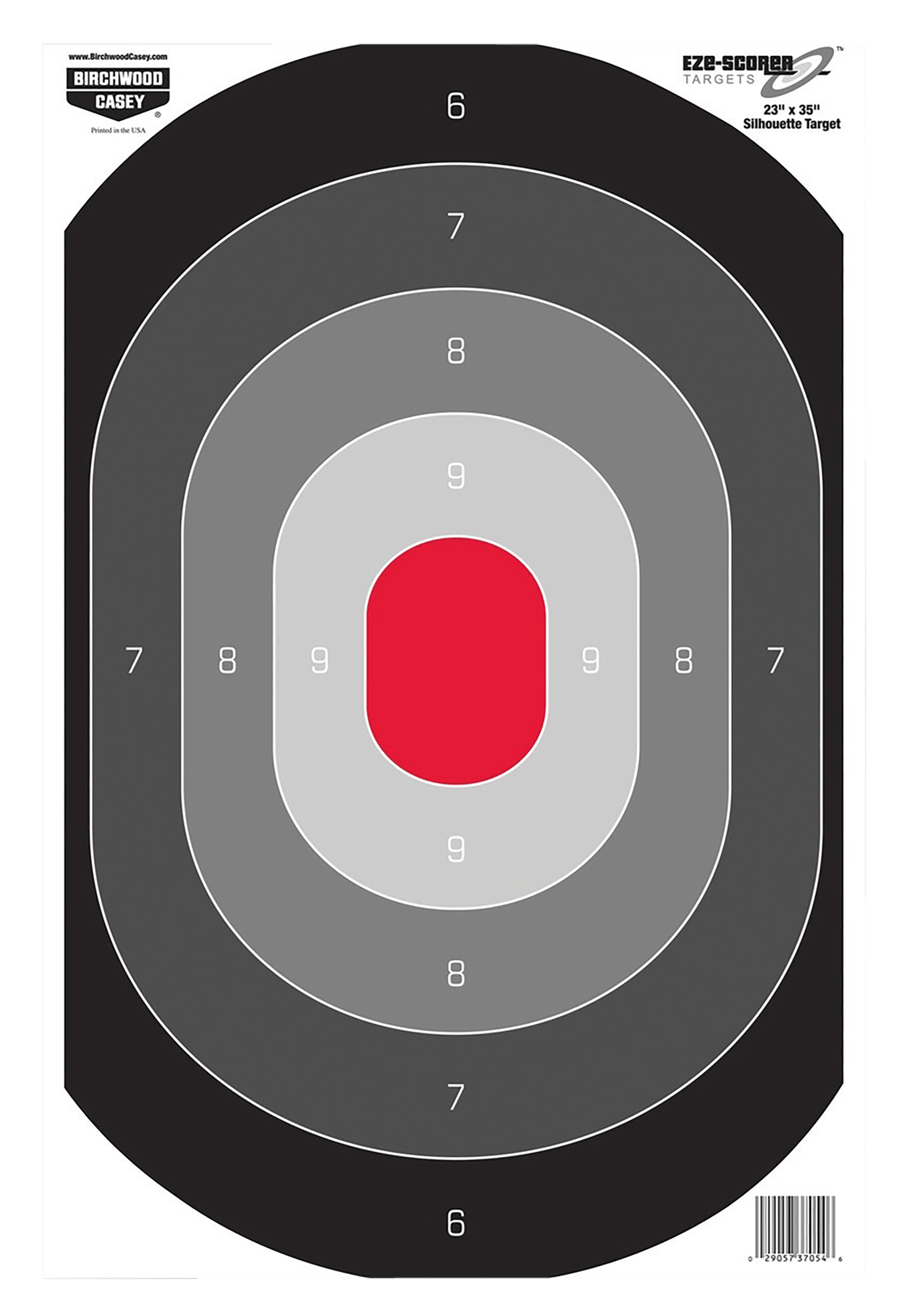 Birchwood Casey 37053 EZE-Scorer Silhouette Oval Target Hanging Paper All Firearms 23" x 35" Black/Gray/Red 5 Targets