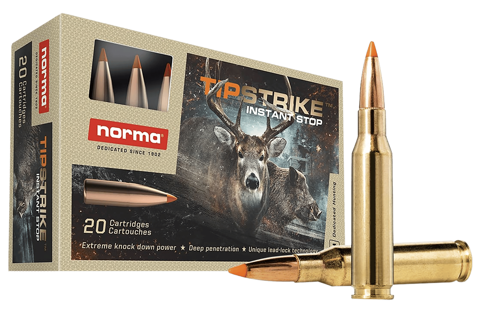 Norma Ammunition 20170362 Dedicated Hunting Tipstrike 7mm-08Rem 160gr Polymer Tip 20 Per Box/10 Case